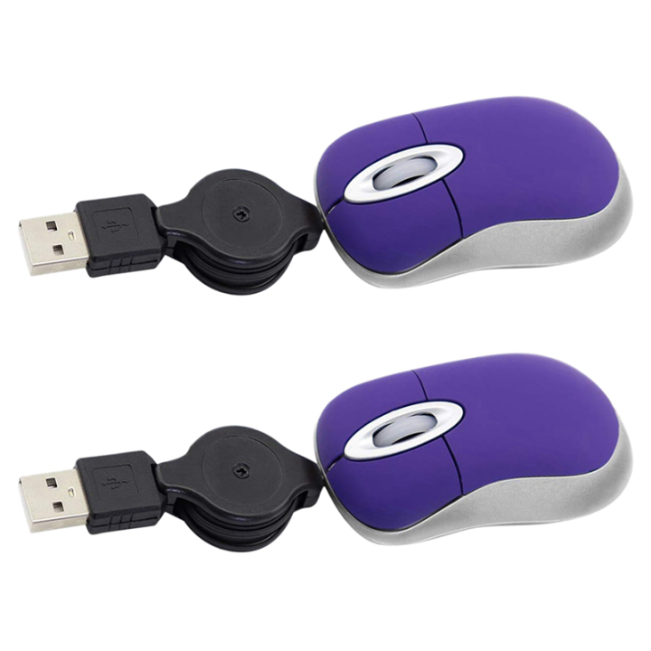 Generic Computer Mouse Small 2X Mini USB Wired Mouse Retractable Tiny Small Mouse 1600 DPI Optical ...
