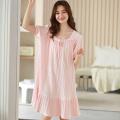Women's Pajamas Summer Cotton Short Sleeve Sweet Korean Style Nightdress Floral Dress Thin plus Size Homewear. 
