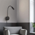 Wall-Mounted Reading Lamp Wall Lamp Hose Bedside Lamp Minimalist Style (Black US Plug). 