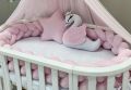 Braided Cot Bumper 3 Strands 4 sided  plus Star pillow and a Decorative Swan pillow Bedding set.. 