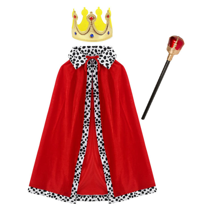Adult Kids King Emperor Halloween Costume Red Cloak King Prince Robe ...
