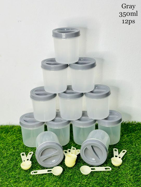 Kitchen%20Storage%20350ML%20Bottles%2012%20pcs%20with%20Spoon%20/%20Clear%20Plastic%20Lids%20/%20Colurfull%20Kitchen%20-%20Image%205