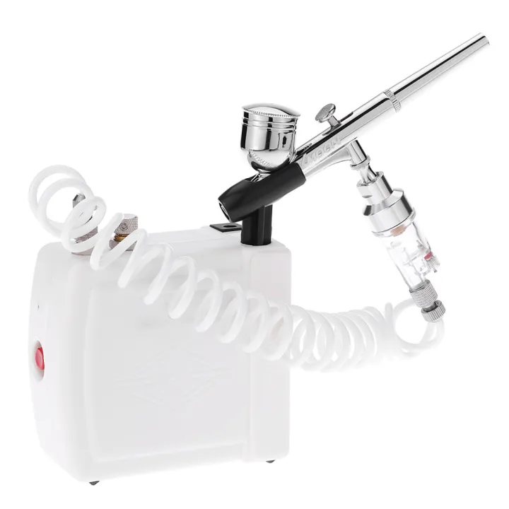 KOGEEK%20New%20110-240V%20Professional%20Gravity%20Feed%20Dual%20Action%20Airbrush%20Air%20Compressor%20Kit%20for%20Art%20Painting%20Makeup%20Manicure%20Craft%20Cake%20Spray%20Model%20Air%20Brush%20Nail%20Tool%20Set%20White%20-%20Image%203