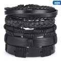 sevenq8 6pcs/set Multilayer Leather Leaf Owl Bracelet Men Women Wristband Bangle Cuff. 