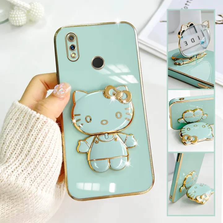 TA%20for%20Realme%203%20Pro%20Back%20Cover%20Hello%20Kitty%20Mirror%20Folding%20Bracket%20Luxury%206D%20Plating%20Case%20Soft%20Silicone%20Square%20Phone%20Case%20for%20Girls%20-%20Image%202