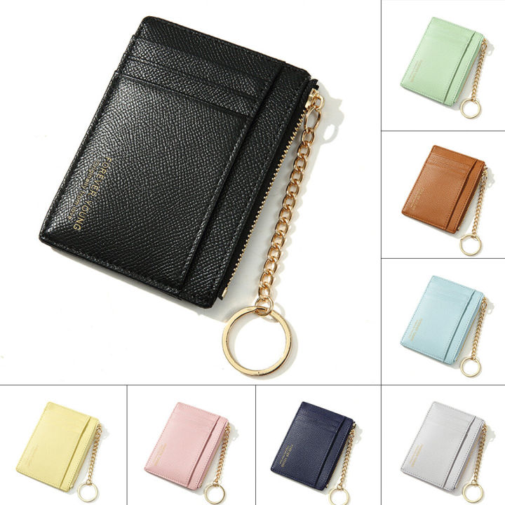 Short purse card holder women mini slim coin wallet ultra thin dompet duit pendek keychain beg duit wanita kecil-lalisa
