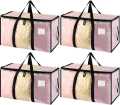 4 Pack Large Storage Lids Clear Heavy Duty Totes Packing Bags With Zips For Moving Clothes. 