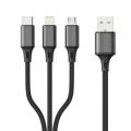 ASPOR 3 in 1 Charger Cable Kevlar Nylon Braided 3A Micro USB / Type C / Lightning Fast Charging Cable. 