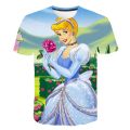 Children Cinderella T-Shirts Girls Summer Kids Rapunzel Belle Disney Princess Tops Tees Baby Kids Cartoon Tee Shirts 1-14 Years. 