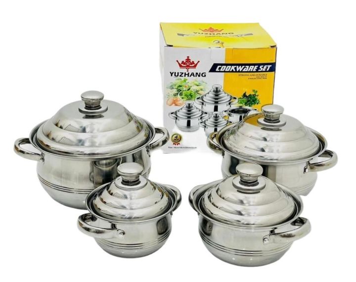 Stainless Steel Silver Cookware Set 4 Pieces