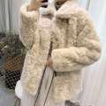 Plush Coat Women HEYGIRL Black Brother Same Style Faux Rabbit Fur Short Korean Style Autumn and Winter New Fur Coat for Women. 