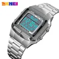 Skmei Men's Wristwatch 30M Waterproof Sport Wrist Watch Square Dial Stainless Steel Band Man Watch 1381. 