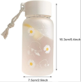 Water Bottle Small Daisy Transparent Plastic Frosted Water Bottle with Portable. 