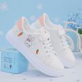 【FOOT SOFA】Women  Casual Shoes Cartoons Animal Cute Decoration White Sneakers Lace-up Outdoor Thick Bottom Woman  Vulcanized Shoes. 