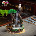 【The Quiet Page】20pcs Incense Cones Handmade Resin Incense Burner Rockery Mountain Water Tree House Landscape Waterfall Backflow Incense Holder. 