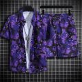 Sanya Travel Set Men's Short Sleeve Printed Shirt Loose plus Size Hawaii Seaside Beach Shorts Two-Piece Suit. 