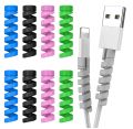 Silicone Spiral Data Cable Protector Universal USB Charger Saver Cover for Cable and Wire Protection, 6 Colors Available. 