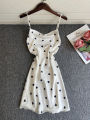 SYQ Printed erogenous Charming Sling Nightgown Women's Summer Sweet V-neck Ice Silk High-end Backless Pajamas Home Clothes. 