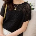 2024 Summer New Ice Silk Sweater Loose-Fitting Batwing Sleeve Shirt Short Sleeve plus Size Women's Clothing Pullover Thin Shiny Top. 