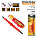 Insulated Professional Magnetic Electrician Screwdriver - 2 in 1 - TOOLMAK - 8" - 1000V. 