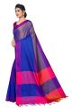 Women's Banarasi Cotton Silk Saree With Blouse Piece 2024 Latest Model Saree - Dark Blue. 