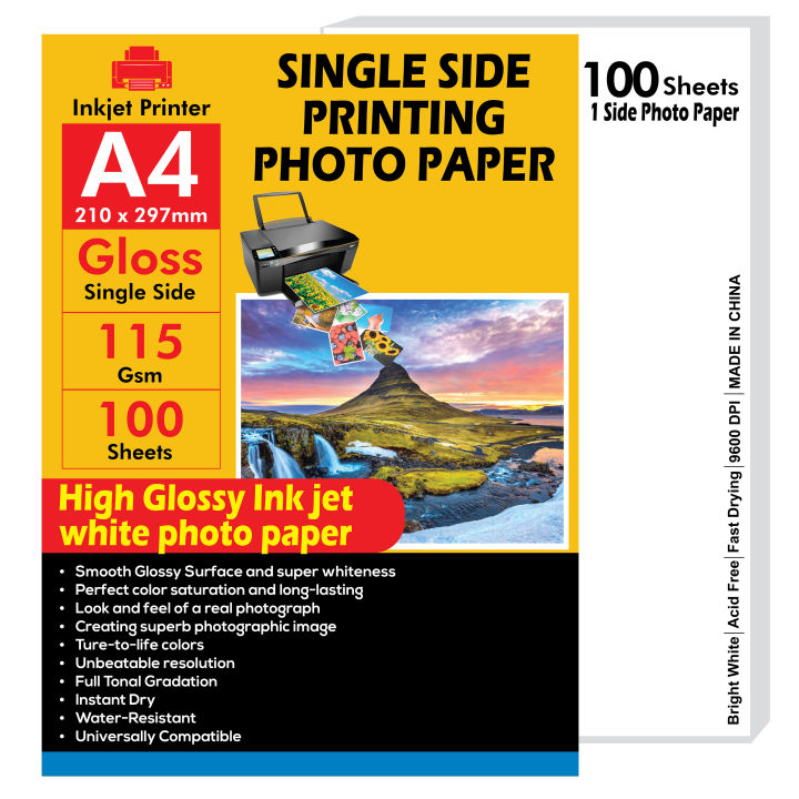 Contoh Inject Paper A4 Size Photo Paper 115 GSM 100 Sheets Glossy White One Side Printing ...