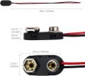 9V Battery Connector Snap Clip Buckle with Lead Wires. 
