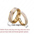 Auxauxme Titanium Steel Engrave name Lovers Couple Rings Gold Wave Pattern Wedding Promise Ring for Women Men Engagement Jewellery. 
