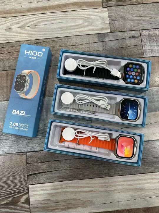 H100 Ultra Smart Watch With 2.08 Infinite Display Blutooth calling and Wireless Charging Smart watch - Latest -