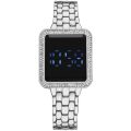 Hot Square Steel Band Diamond Touch Screen LED Electronic Watch Women's Stylish and Versatile Electronic Watch. 