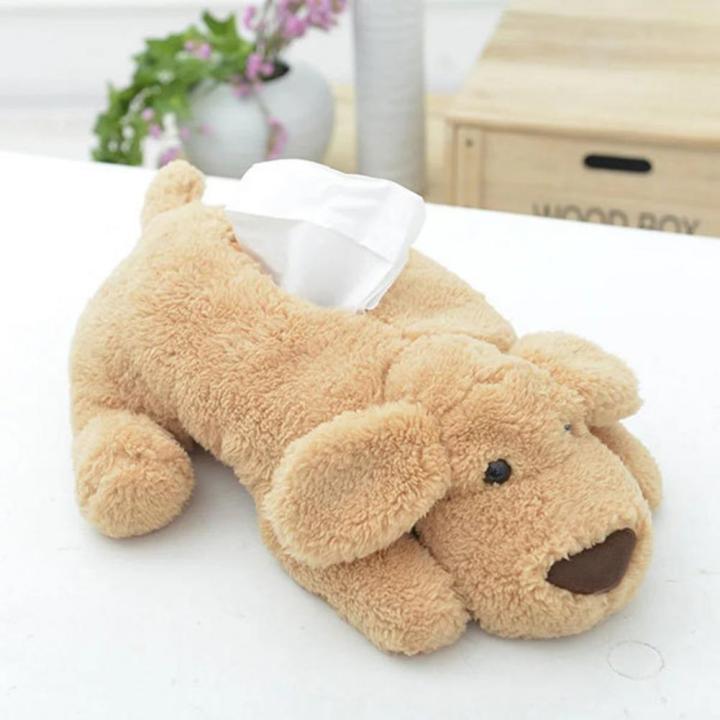 Large Size Elastic Band Tissue Box Cover Cute Plush Teddy Dog Shape Paper Cartoon Dog Shape Car Napkin Holder Case