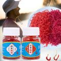 100pcs/Bottle Artificial Trout Soft Lure bloodworm Fishing Lure Worm Red Baits EarthWorm. 