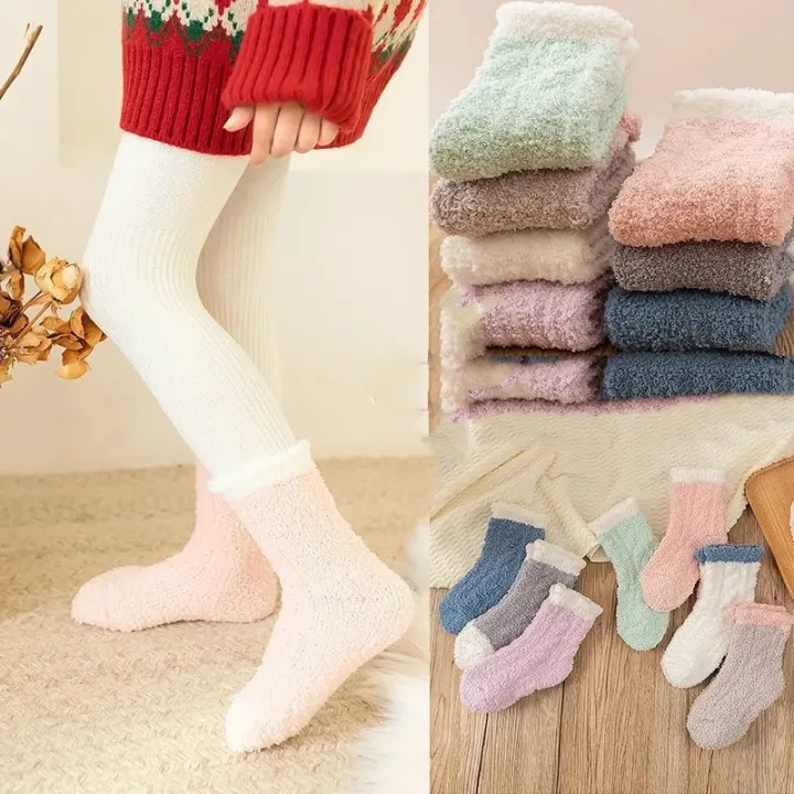 10%20PCS=5Pairs/Lot%20High%20Fashion%20Cute%20Socks%20Women%20Bed%20Socks%20Pure%20Colorful%20Fluffy%20Warm%20Winter%20Kids%20Gift%20Soft%20Floor%20Home%20Sleep%20Socks%20-%20Image%204