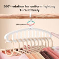Rotating Folding Clothes Hanger Closet Organizer Multi-port Clothing Drying Rack Foldable Plastic Scarf 11-hole Storage Hangers. 