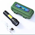 Mini Portable Flashlight Zoomable With Side Lights USB Torchlight ultra bright Waterproof LED Touch Light  Camping USB Charging Flashlight, touch. 