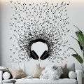 Large Headphones Music Notes Wall Sticker Children Room Music Instrument Jazz Rock DJ Wall Decal Playroom Bedroom Vinyl Decor. 
