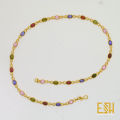 Gold plated Ladies 18/24 Inch Chain With Multi Colored Oval Stone chain for women. 