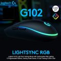 Logitech G102 LIGHTSYNC Gaming Mouse with Customizable RGB Lighting, 6 Programmable Buttons, Gaming Grade Sensor, 8K DPI Tracking, Lightweight - Black - Original. 