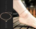Japan And South Korea Fashion Double Love Heart Beach Anklet Titanium Steel Heart Gift Anklets For Women. 