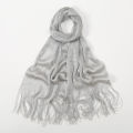 Fashion Bright Silk Sunscreen Shawl Hijab Gold Silver Shiny Scarves For Women Lace Tassel Party Evening Dress Scarf. 