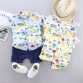 Toddler Baby Boys Girls Clothes Sets Cartoon Excavating Machinery T Shirt Shorts Pants For Summer Boys Clothing Outfits Suit. 