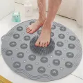 Round Silicone Non-slip Bathroom Mat, Safety Shower Mat, Massage Mat, Floor Drain Suction Cup, Bathroom Mat Soft And Absorbent. 