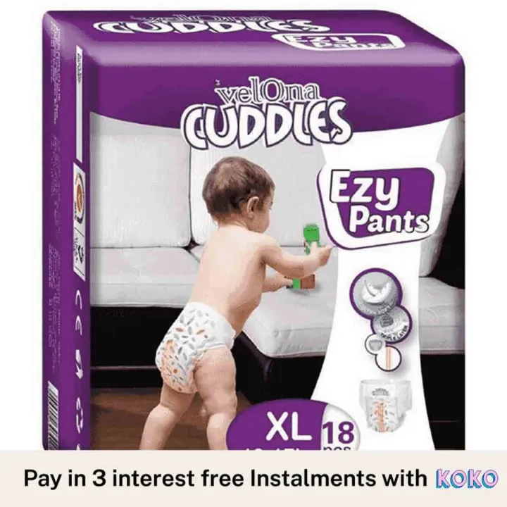 Velona%20Cuddles%20Ezy%20Pants%20Disposable%20Baby%20Diapers%20Extra%20Large%20(13kg%20to%2017kg)%2018Pcs%20-%20Image%202