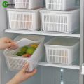 Kitchen Plastic Double Drain Basket with Lid/Household Refrigerator Rectangular Storage Boxs/Fruit Vegetable Cleaning Strainers Kitchen Tools. 