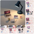 1:12 Dollhouse Miniature Laptop Phone Tablet Desk Lamp Pencil Book Cup Desk Set Model Home Decor Toy Doll House Accessories MJK. 