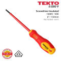 Insulated Professional Magnetic Electrician Screwdriver 6 in - 150mm - FLAT SLOTTED 6MM - TEKTO - 1000V - VDE. 