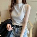 Women/ Ladies / Girls Trending High Quality Cotton Fabric, Turtle Neck, Casual Party Wear Sleeveless Turtle Neck Top  Tight Tank Crop Top / T-Shirt/ Short Blouse In White, Ash And Black Colors In S, M, L, Xl Free Sizes. 