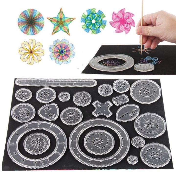 5/12/22PCS Durable Interlocking Gears Wheels Spirograph Plastic Special Shaped Drawing Toys Set Geometric Ruler School Office