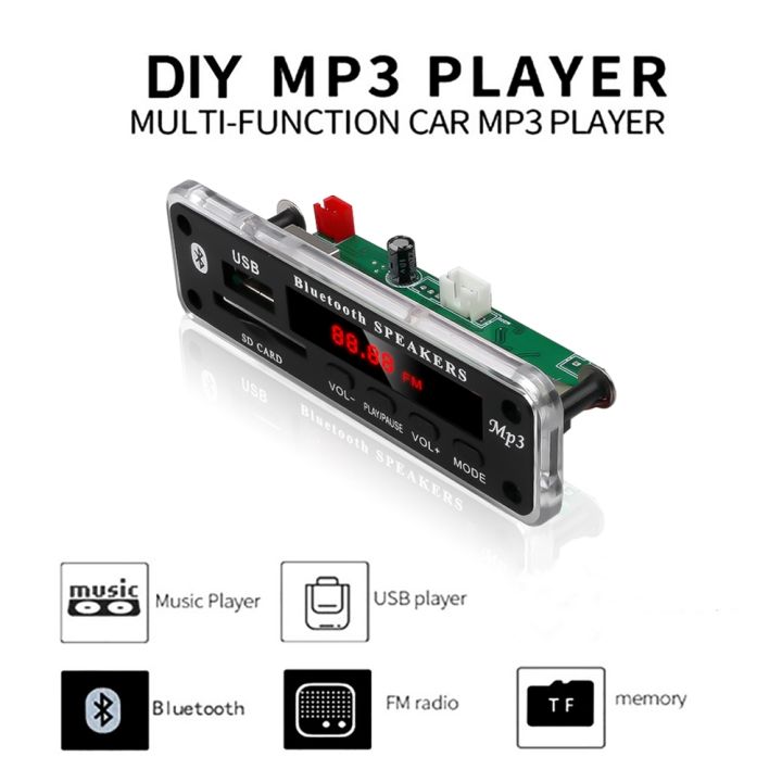Dc%205v%2012v%20Bluetooth%205.0%20Mp3%20Decoding%20Board%20Module%20Wireless%20Car%20Usb%20Mp3%20Player%20Tf%20Slot%20Usb%20Fm%20With%20Mic%20Handsfree%20Control%20-%20Image%203