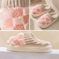 Plaid Cotton slippers Soft Plush Plaid slippers Winter slippers for Home Indoor Couples Winter Men Women. 
